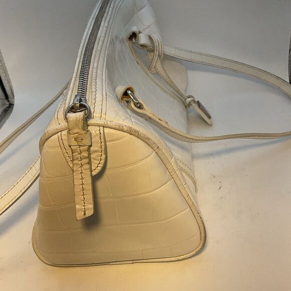 Dooney & Bourke Crocodile Bayou barrel Shoulder Bag Vtg Patent Leather White - Picture 5 of 16